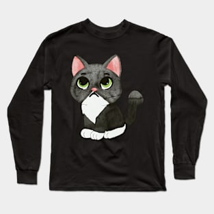 Sad little black kitty Long Sleeve T-Shirt